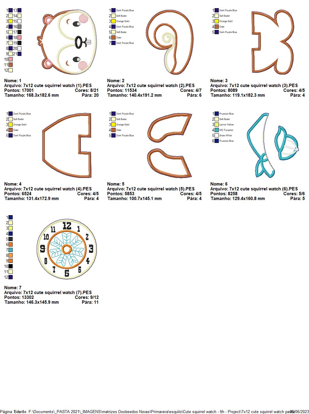 Cute Squirrel Clock - ITH Project - Machine Embroidery Design
