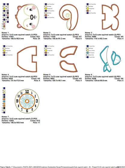 Cute Squirrel Clock - ITH Project - Machine Embroidery Design