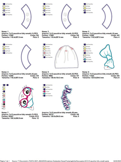 Pausitive Kitty Wreath - ITH Project - Machine Embroidery Design