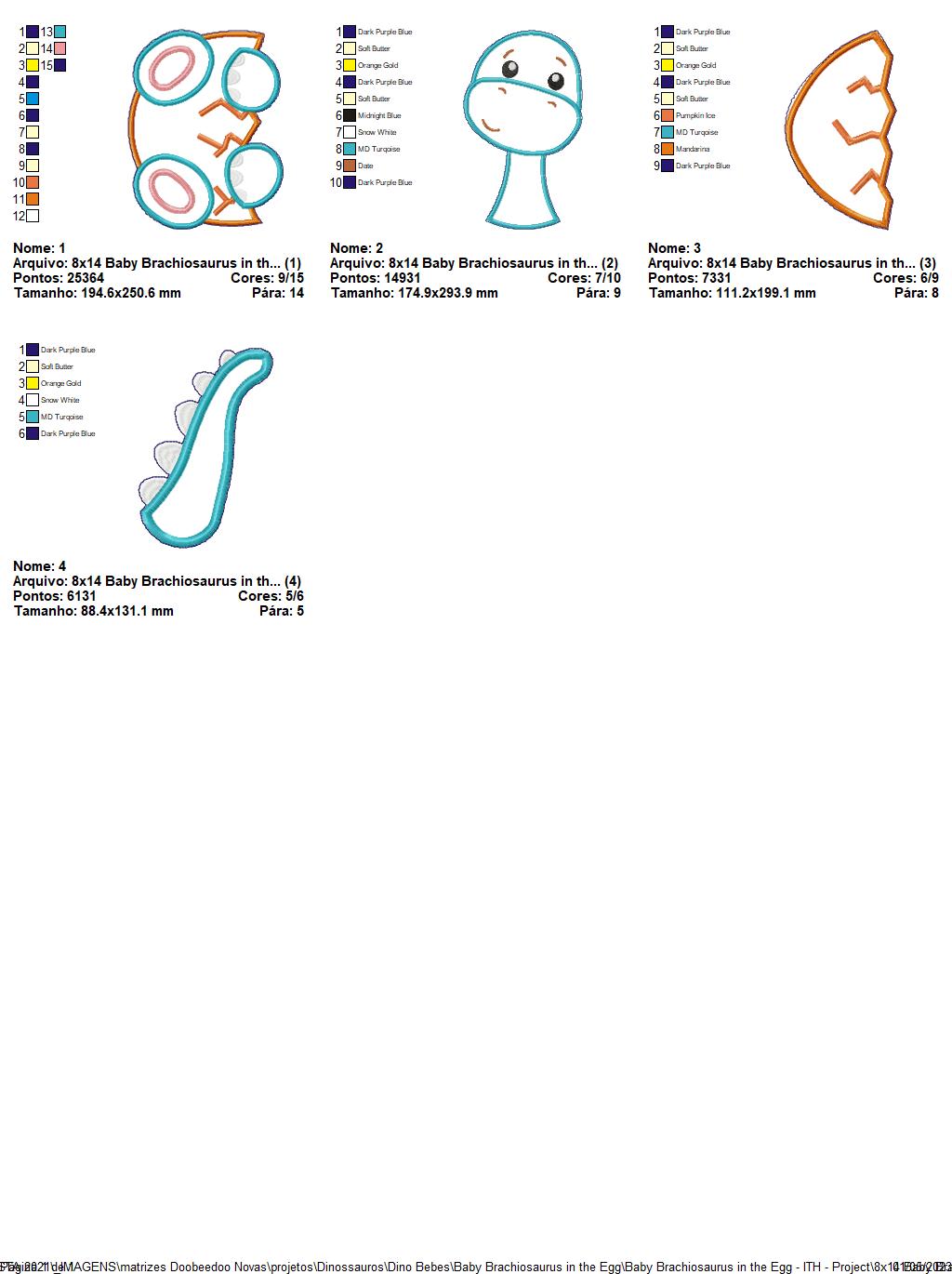 Baby Brachiosaurus in the Egg Ornament - ITH Project - Machine Embroidery Design