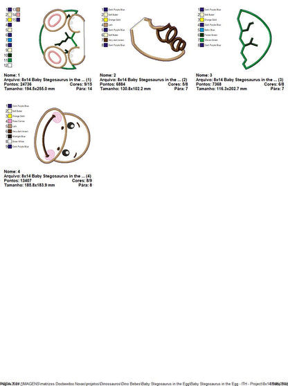 Baby Stegosaurus in the Egg Ornament - ITH Project - Machine Embroidery Design