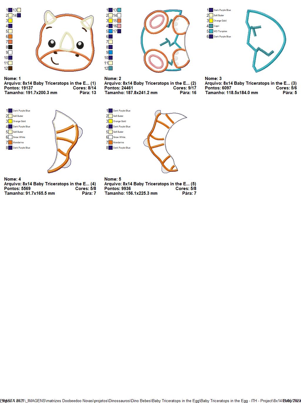Baby Triceratops in the Egg Ornament - ITH Project - Machine Embroidery Design