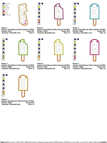 Banner Hello Summer - ITH Project - Machine Embroidery Design