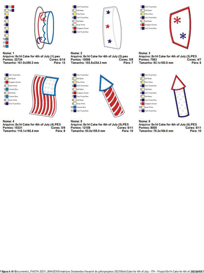 Cake 4th of July - ITH Project - Machine Embroidery Design