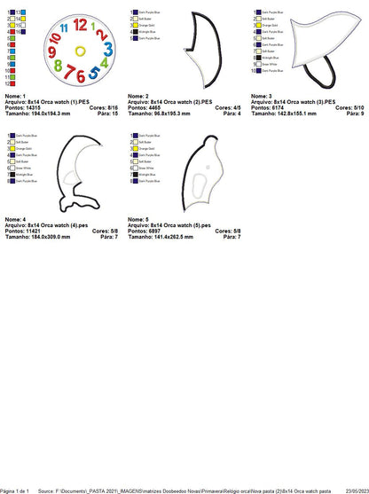 Orca Clock - ITH Project - Machine Embroidery Design