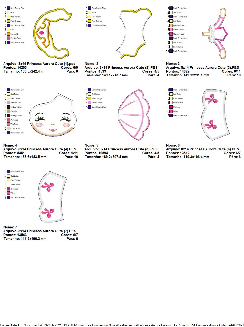 Aurora Cute Princess Ornament - ITH Project - Machine Embroidery Design