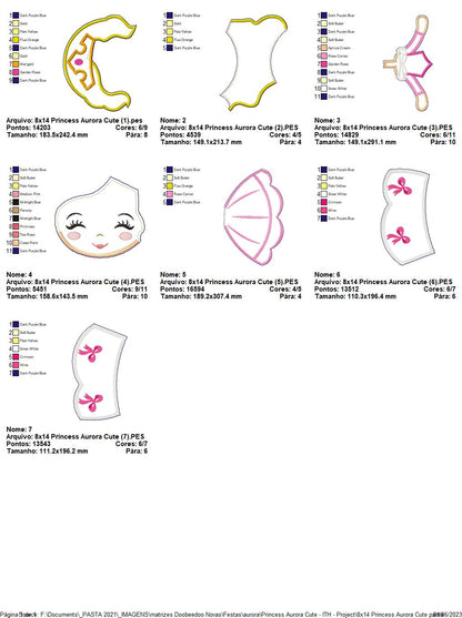 Aurora Cute Princess Ornament - ITH Project - Machine Embroidery Design