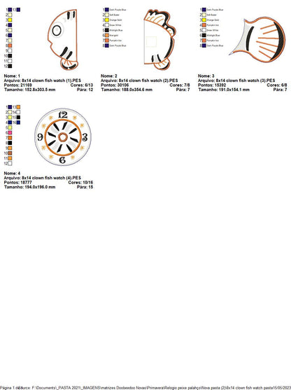 Clown Fish Clock - ITH Project - Machine Embroidery Design