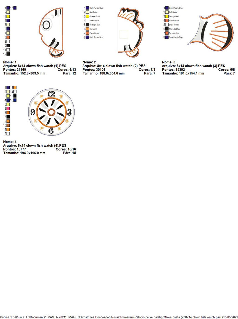 Clown Fish Clock - ITH Project - Machine Embroidery Design