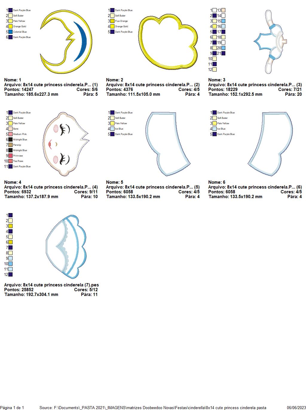 Cinderela Cute Princess Ornament - ITH Project - Machine Embroidery Design