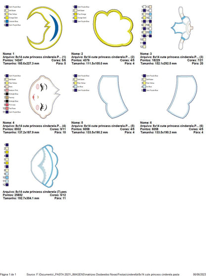 Cinderela Cute Princess Ornament - ITH Project - Machine Embroidery Design
