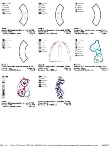 Pausitive Kitty Wreath - ITH Project - Machine Embroidery Design