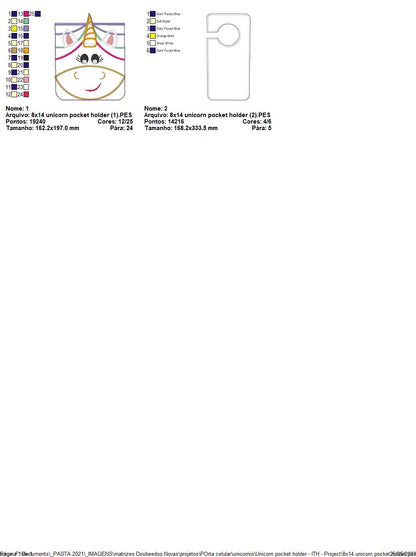 Unicorn Pocket Holder - ITH Project - Machine Embroidery Design