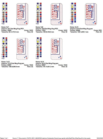 Dad and Mom 4th of July  Mug Rug Set - ITH Project - Machine Embroidery Design