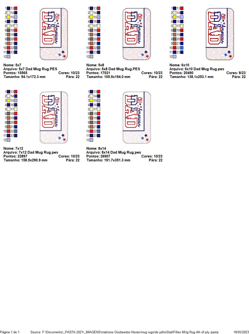 Dad 4th of July Mug Rug - ITH Project - Machine Embroidery Design