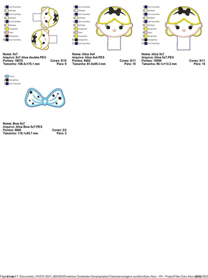 Alice Ears Headband - ITH Project - Machine Embroidery Design