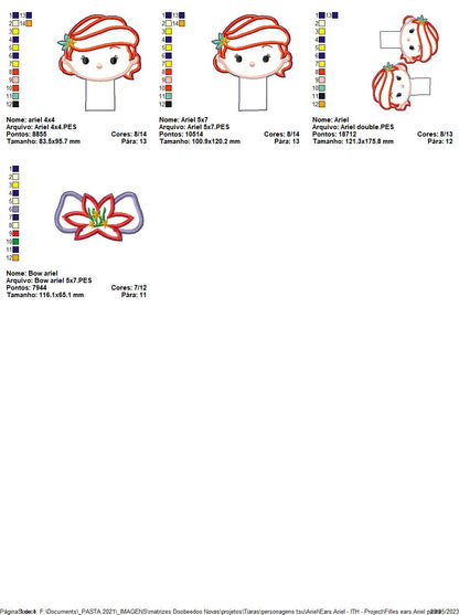 Ariel Ears Headband - ITH Project - Machine Embroidery Design