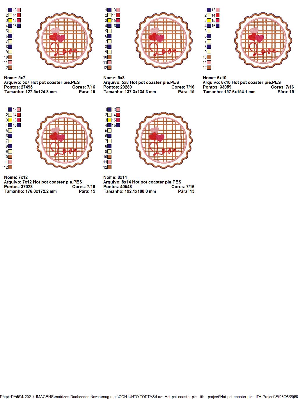 Love Pie Hot Pot Coasters - ITH Project - Machine Embroidery Design