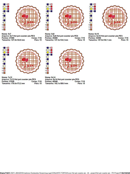 Love Pie Hot Pot Coasters - ITH Project - Machine Embroidery Design