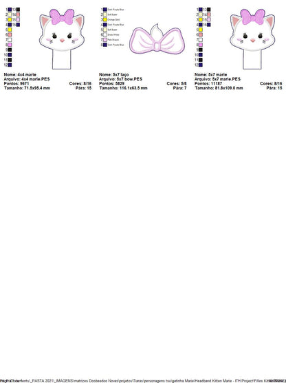 Marie The Cat Headband - ITH Project - Machine Embroidery Design