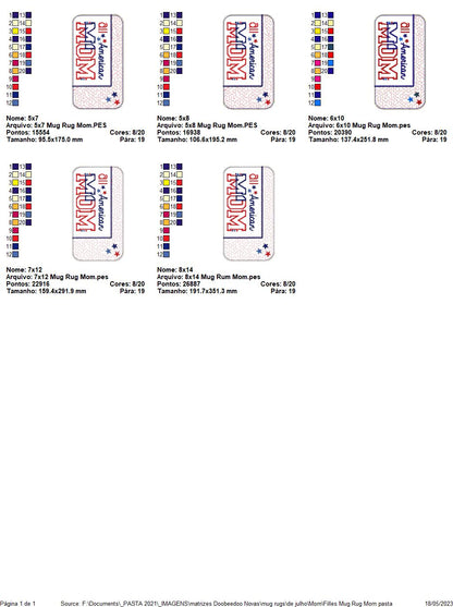 Dad and Mom 4th of July  Mug Rug Set - ITH Project - Machine Embroidery Design