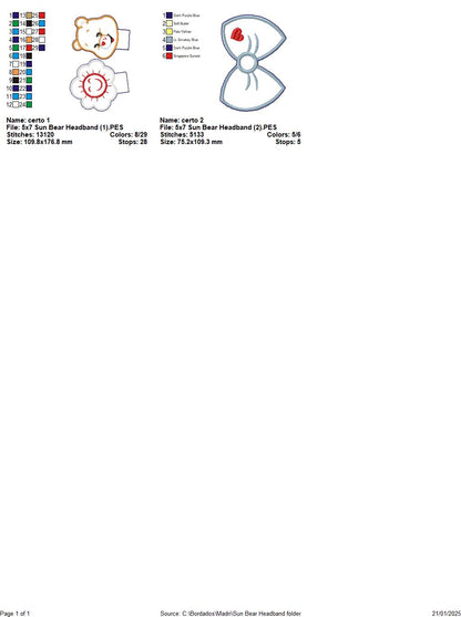 Funshine Bear Headband - ITH Project - Machine Embroidery Design