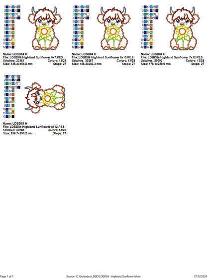 Highland Cow Sunflower Paper Towel Holder Cover - ITH Project - Machine Embroidery Design