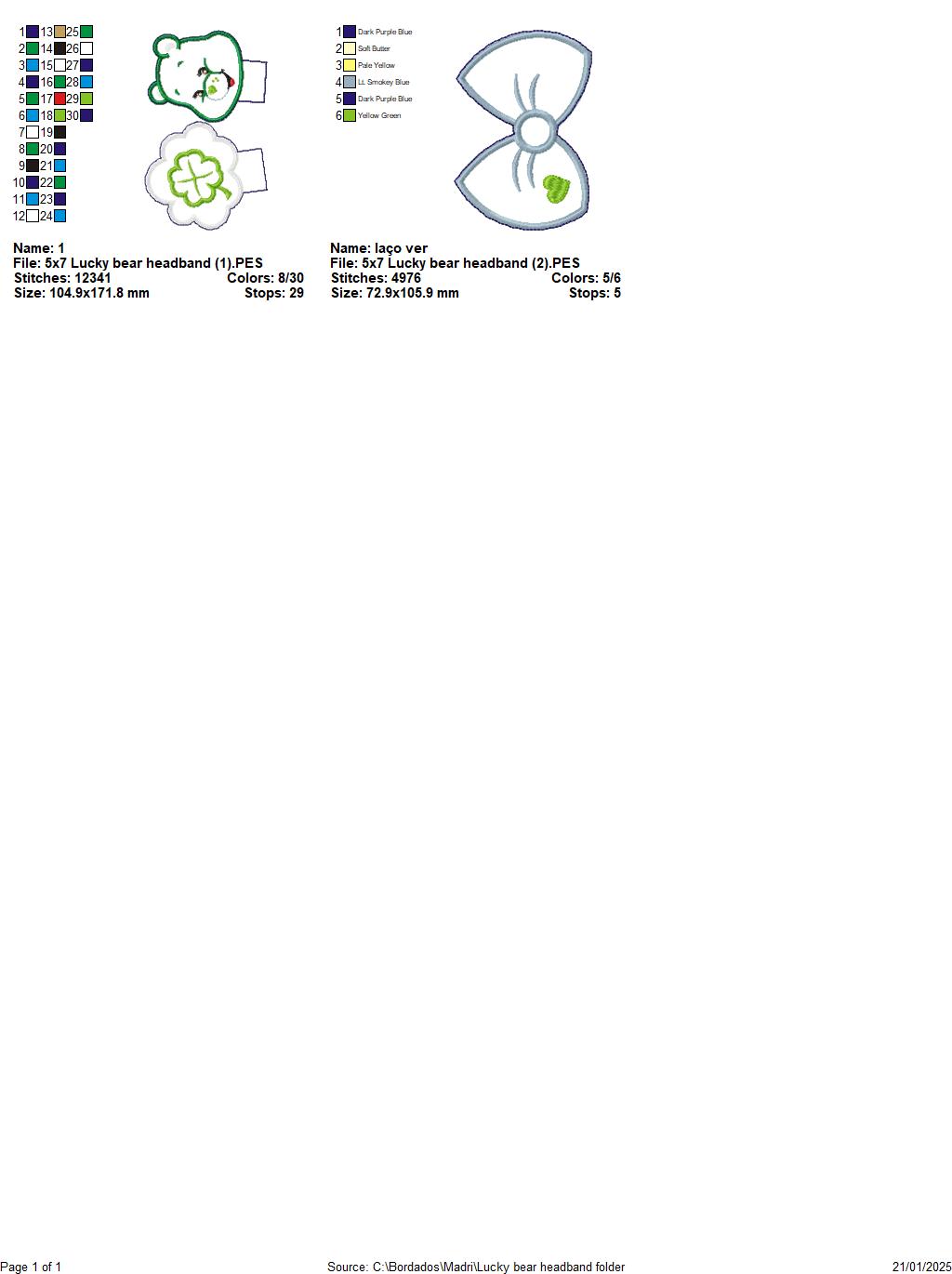 Good Luck Bear Headband - ITH Project - Machine Embroidery Design