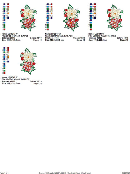 Christmas Poinsettia Wreath - ITH Project - Machine Embroidery Design