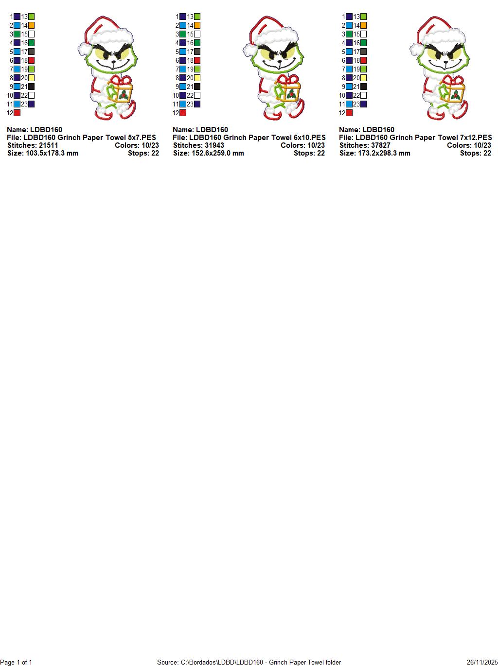 Christmas Grinch Stealing a Gift Paper Towel Holder Cover – ITH Project – Machine Embroidery Design