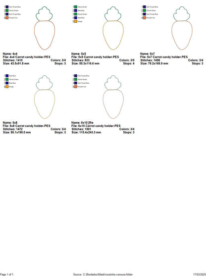 Cute Carrot Candy Bag - ITH Project - Machine Embroidery Design