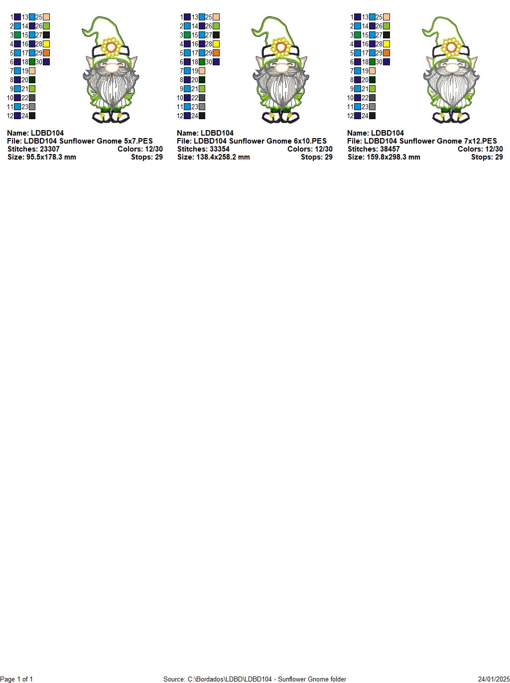 Garden Gnome Sunflower Paper Towel Holder Cover - ITH Project - Machine Embroidery Design