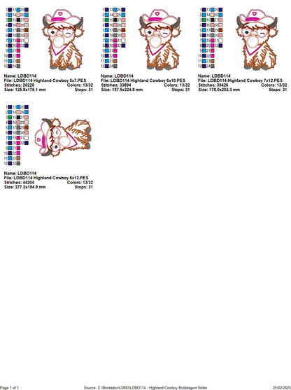 Cowboy Highland Cow Paper Towel Holder Cover - ITH Project - Machine Embroidery Design