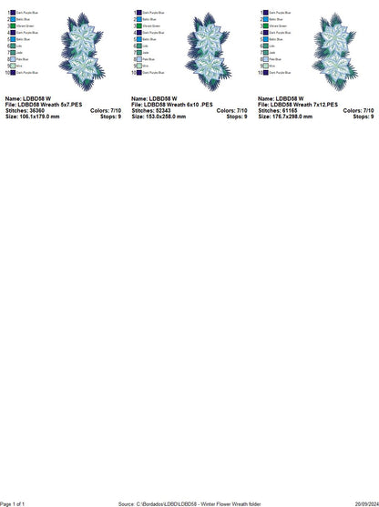 Winter Flowers Wreath - ITH Project - Machine Embroidery Design