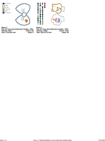 Birthday Bear Headband - ITH Project - Machine Embroidery Design