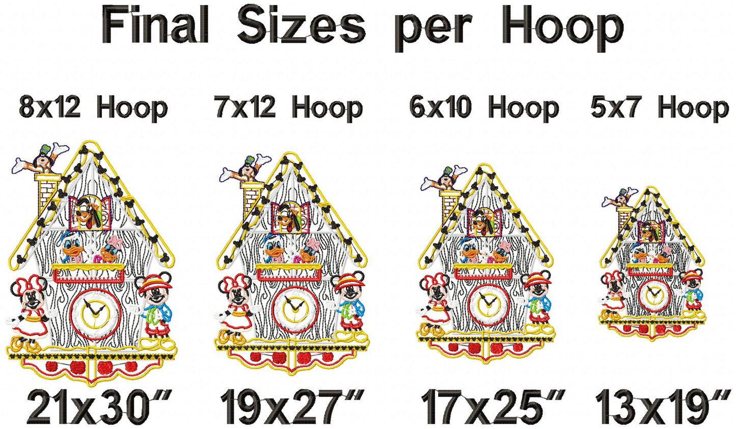 Mickey and Friends Cuckoo Clock – ITH Project – Machine Embroidery Design