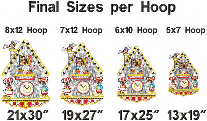 Mickey and Friends Cuckoo Clock – ITH Project – Machine Embroidery Design