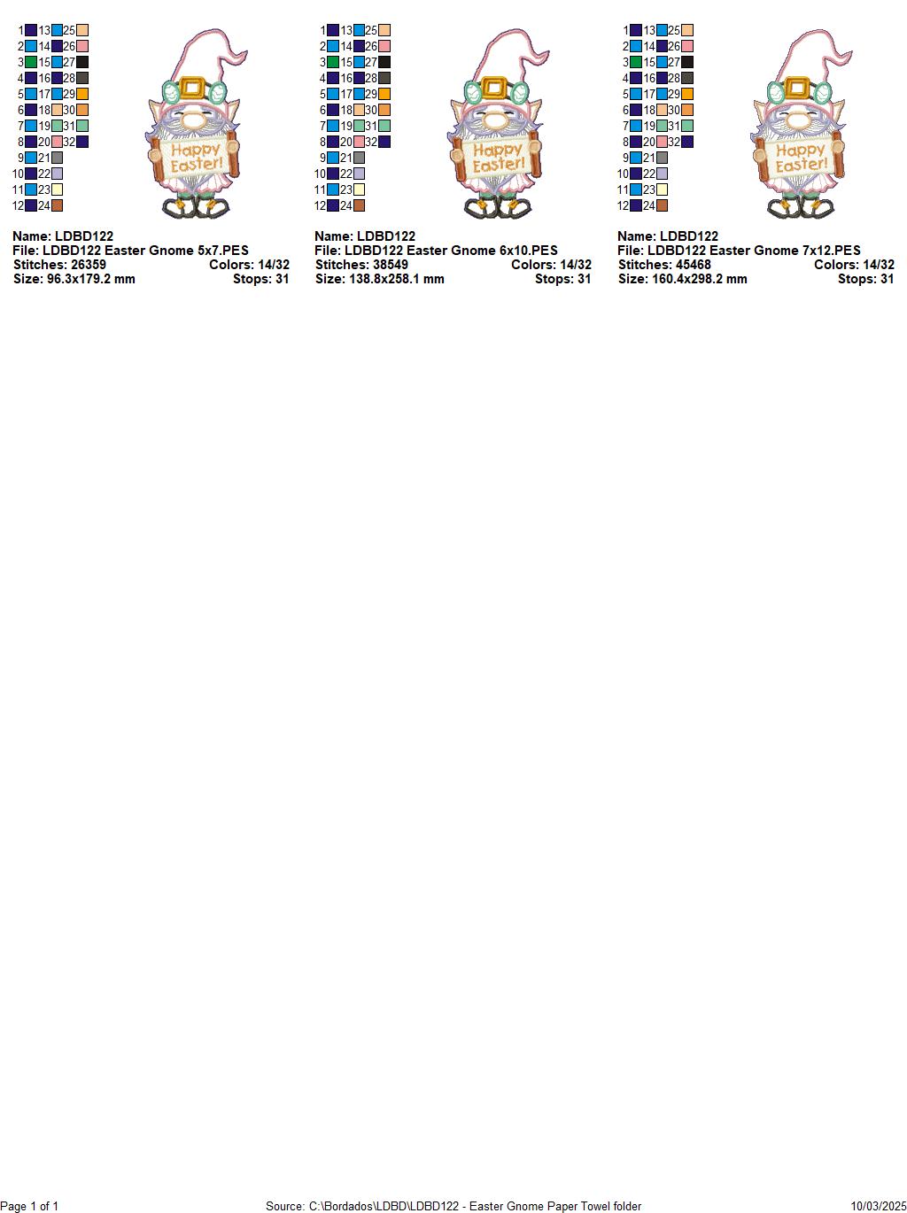 Happy Easter Gnome Paper Towel Holder Cover - ITH Project - Machine Embroidery Design