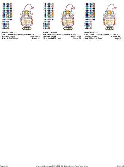 Happy Easter Gnome Paper Towel Holder Cover - ITH Project - Machine Embroidery Design