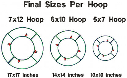 Hummingbird Floral Wreath - ITH Project - Machine Embroidery Design