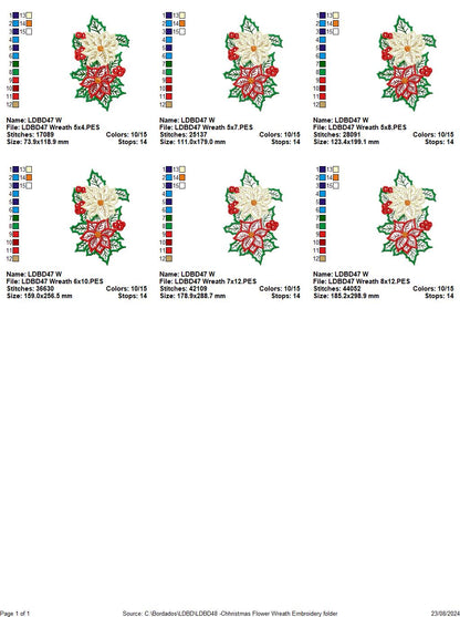 Christmas Poinsettia Flowers - Applique - Machine Embroidery Design