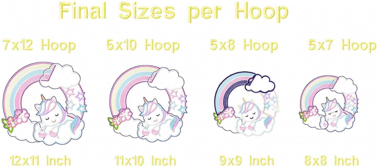 Unicorn Rainbow Wreath - ITH Project - Machine Embroidery Design