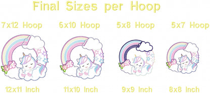 Unicorn Rainbow Wreath - ITH Project - Machine Embroidery Design