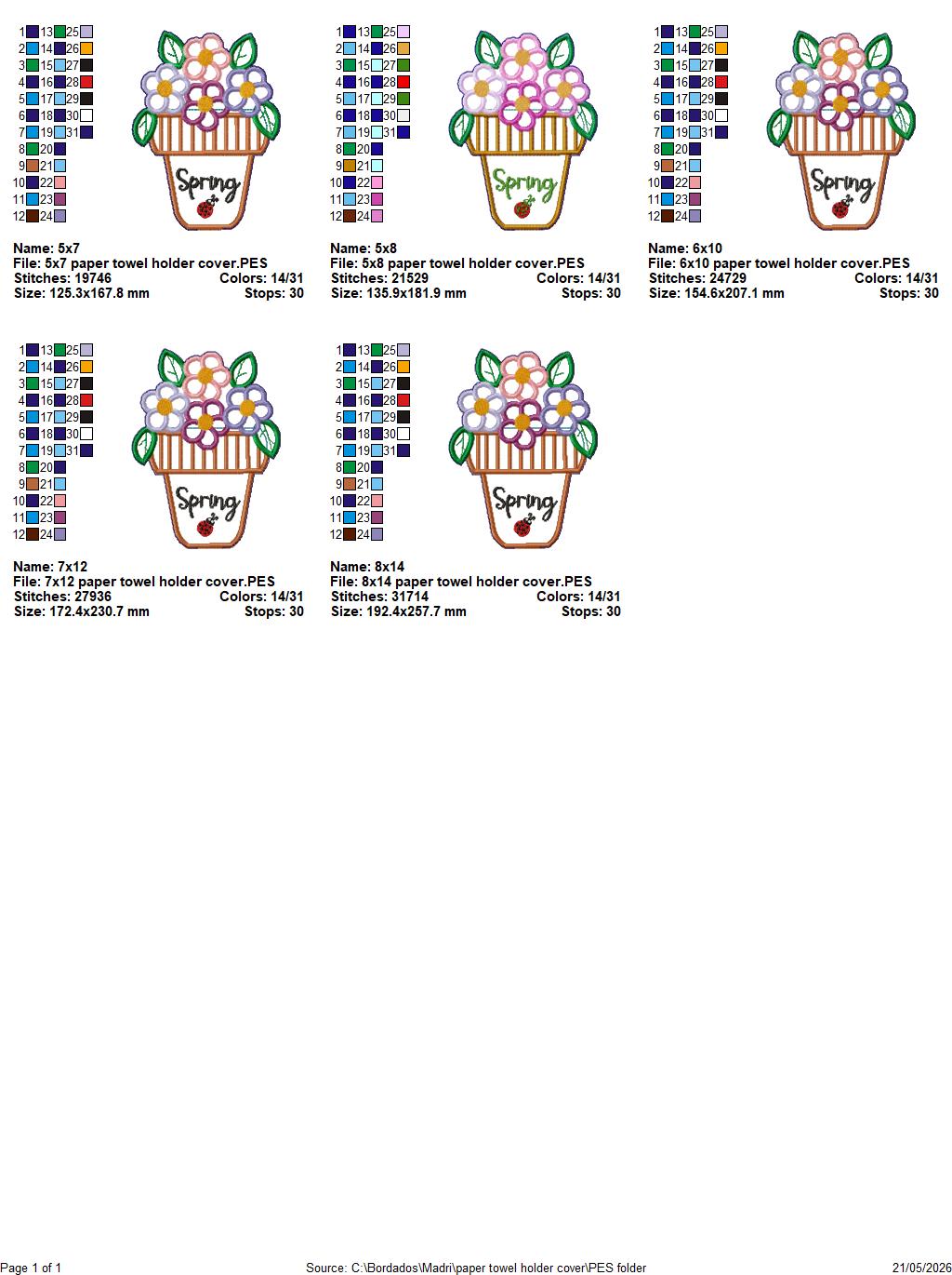 Spring Floral Kitchen Bundle - Set of 3 Designs – ITH Machine Embroidery Design Set