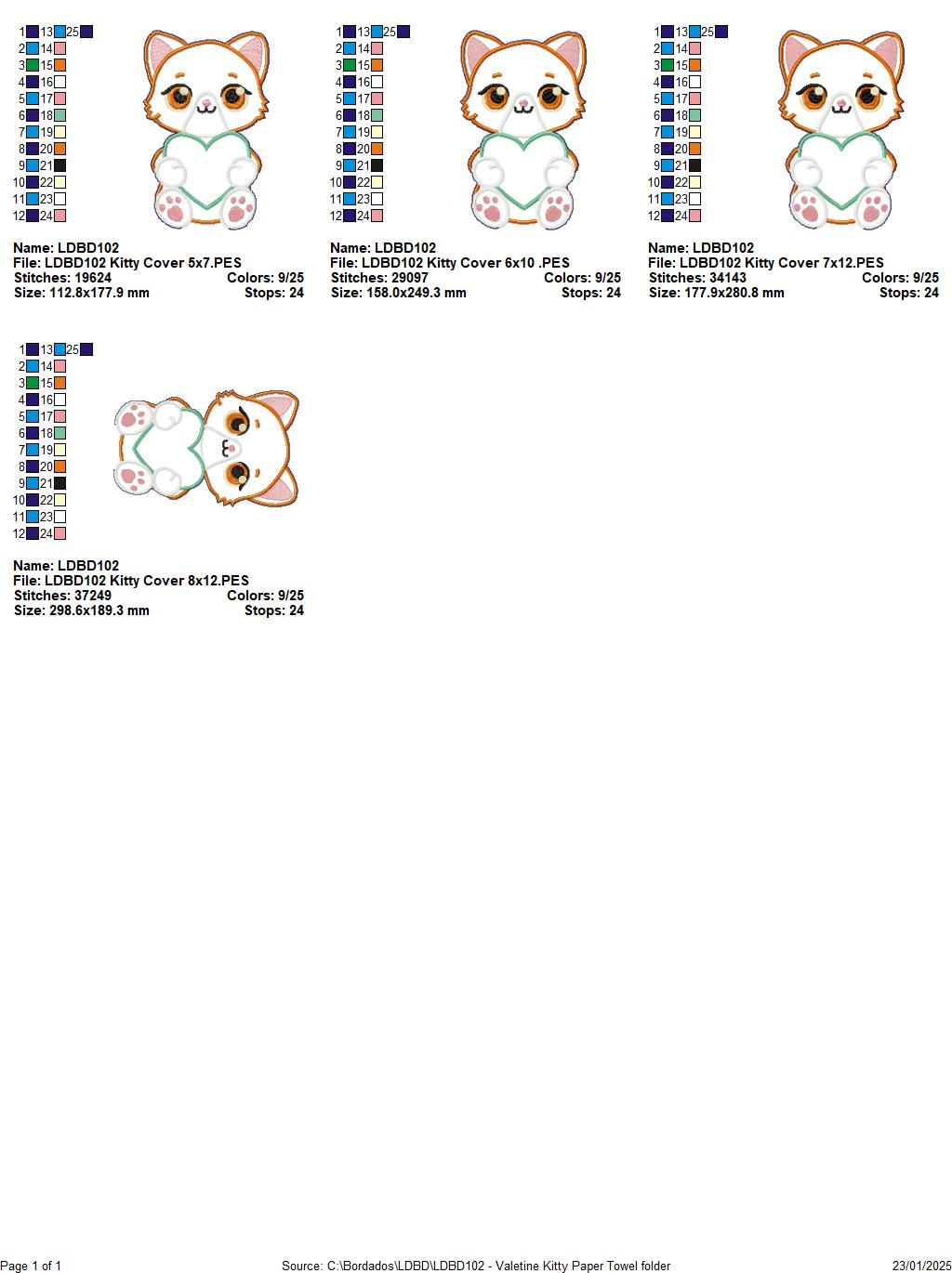 Valentines Kitty Kitchen Set - ITH Project - Machine Embroidery Design