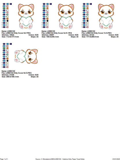 Valentines Kitty Kitchen Set - ITH Project - Machine Embroidery Design