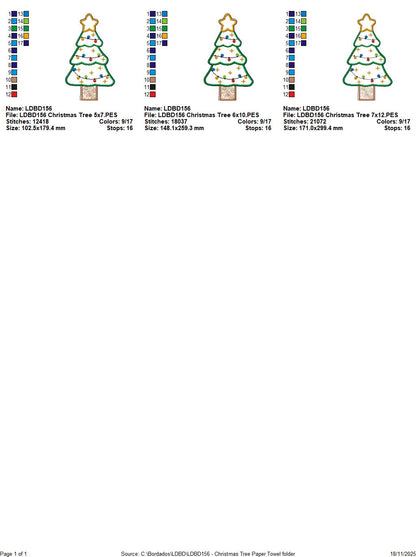 Christmas Tree Paper Towel Holder Cover – ITH Project – Machine Embroidery Design