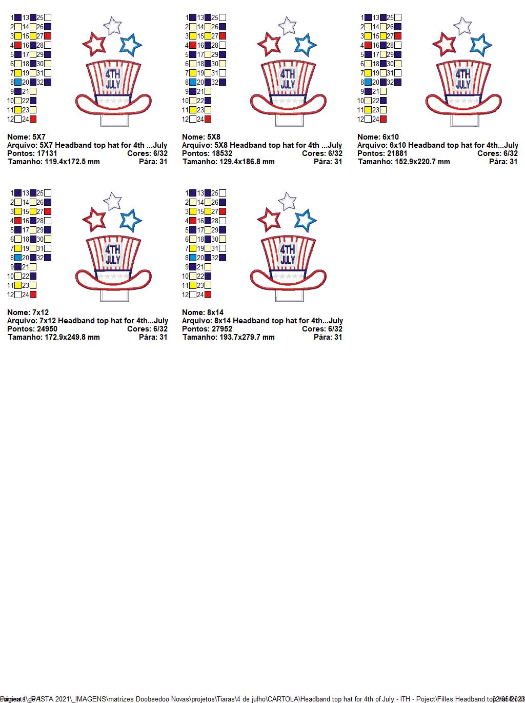 Headband Hat for 4th of July - ITH Project - Machine Embroidery Design