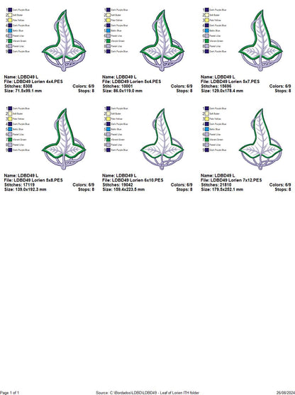 Leaf of Lorien Brooch The Lord of the Rings - ITH Project - Machine Embroidery Design