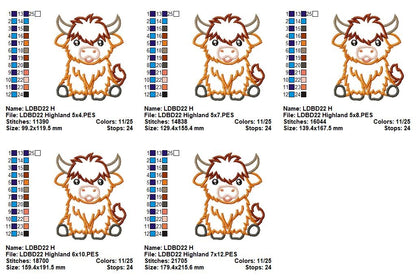 Sweet Highland Cow - Appliqué - Machine Embroidery Design